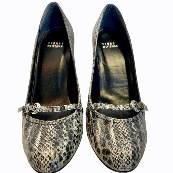 Stuart Weitzman gray snake print Mary Jane Pumps Sz 8.5 - Picture 2 of 7